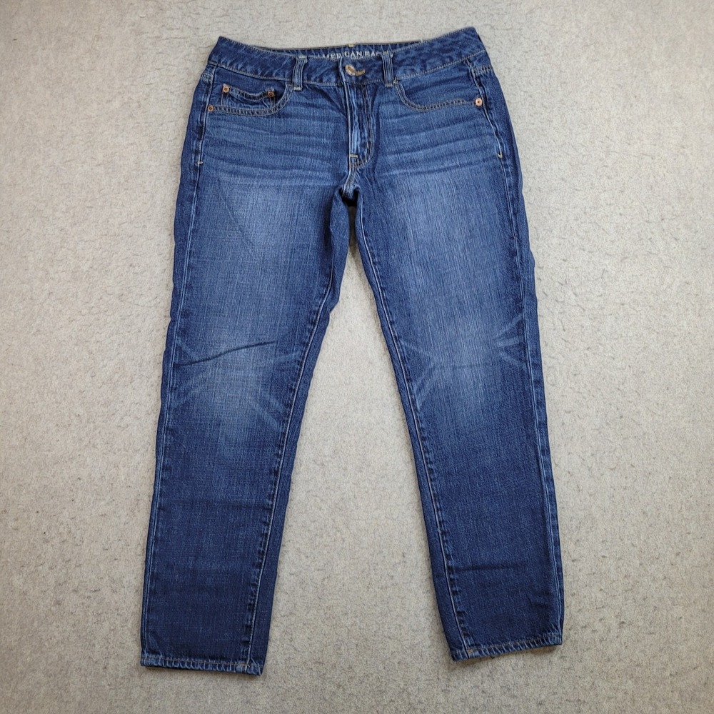 American Eagle‎ Outfitters Boy Jean Womens 6 Short Blue Medium Wash Stretch